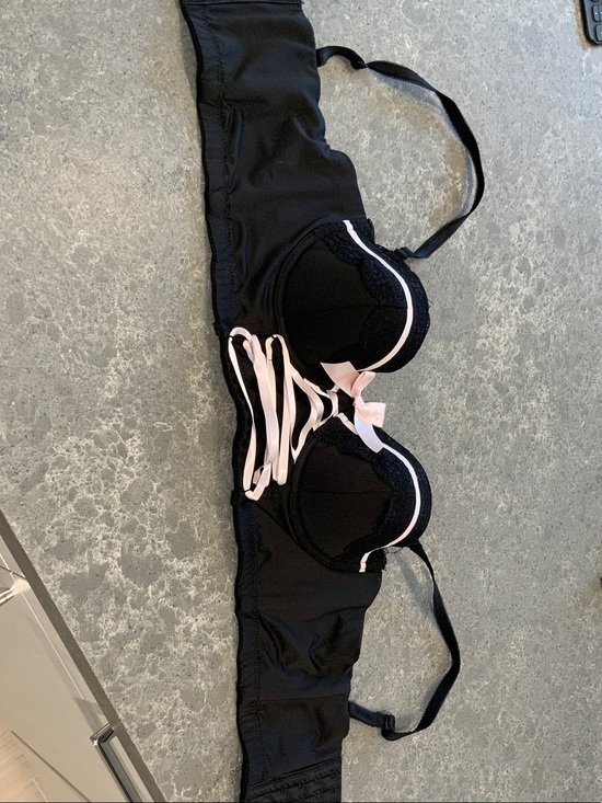 Hot Topic Other - Black Bustier Bra with Pink Trim and Bow